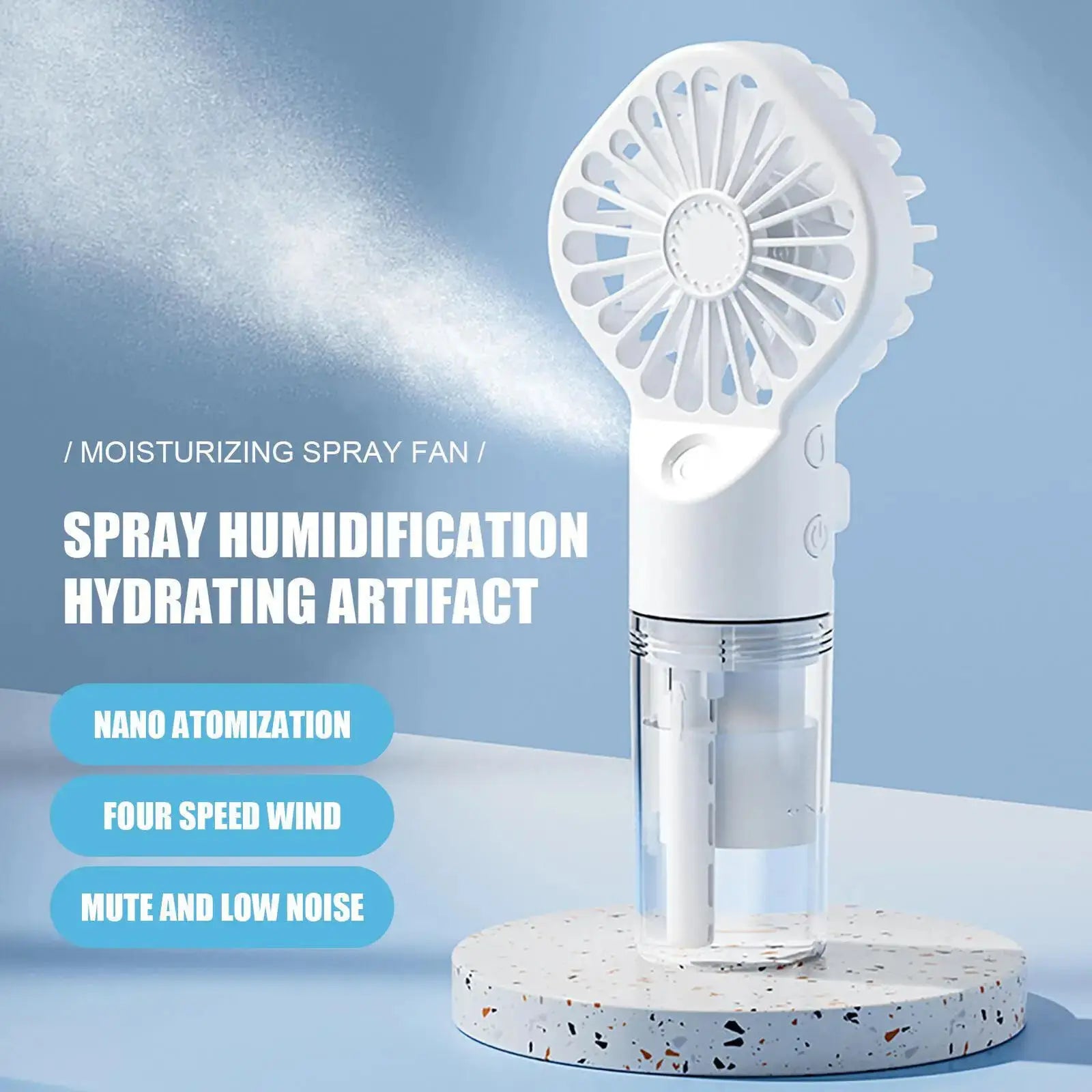 Portable Handheld Spray Fan Mini Humidifier Fan 4 Speeds Wind USB Rechargeable Water Spray Mist Fan Outdoor Stroller Small Fan