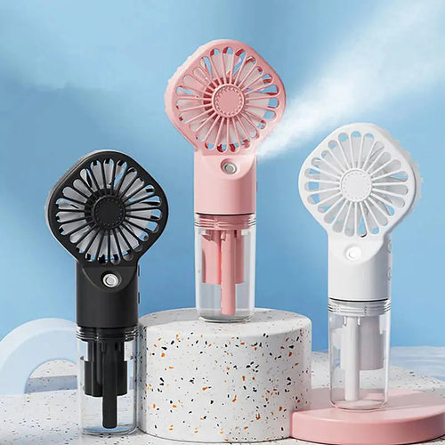 Portable Handheld Spray Fan Mini Humidifier Fan 4 Speeds Wind USB Rechargeable Water Spray Mist Fan Outdoor Stroller Small Fan