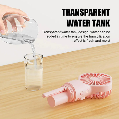 Portable Handheld Spray Fan Mini Humidifier Fan 4 Speeds Wind USB Rechargeable Water Spray Mist Fan Outdoor Stroller Small Fan