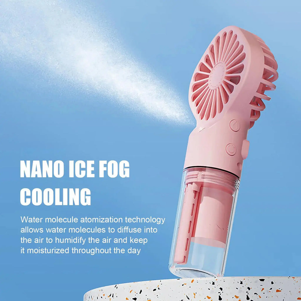 Portable Handheld Spray Fan Mini Humidifier Fan 4 Speeds Wind USB Rechargeable Water Spray Mist Fan Outdoor Stroller Small Fan