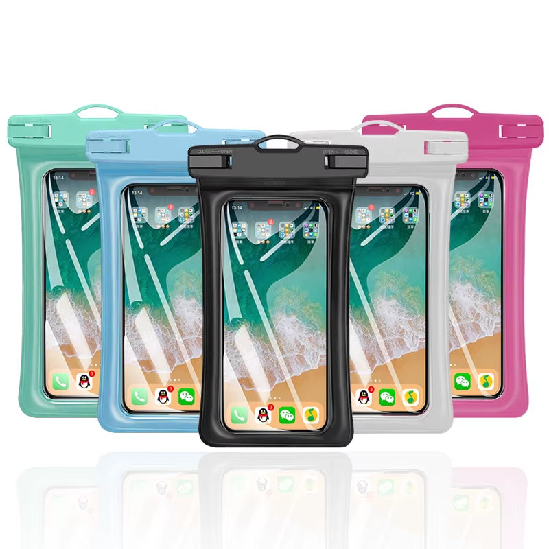 IPX8 Waterproof Phone Pouch Floating Universal TPU Phone Case Dry Bag with Armband for Travel Swimming Beach